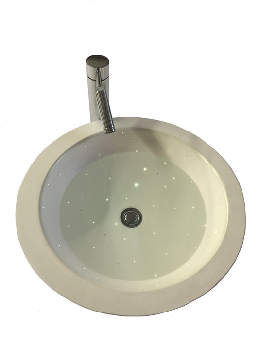 lighted fiber optic white bathroom vessel sink