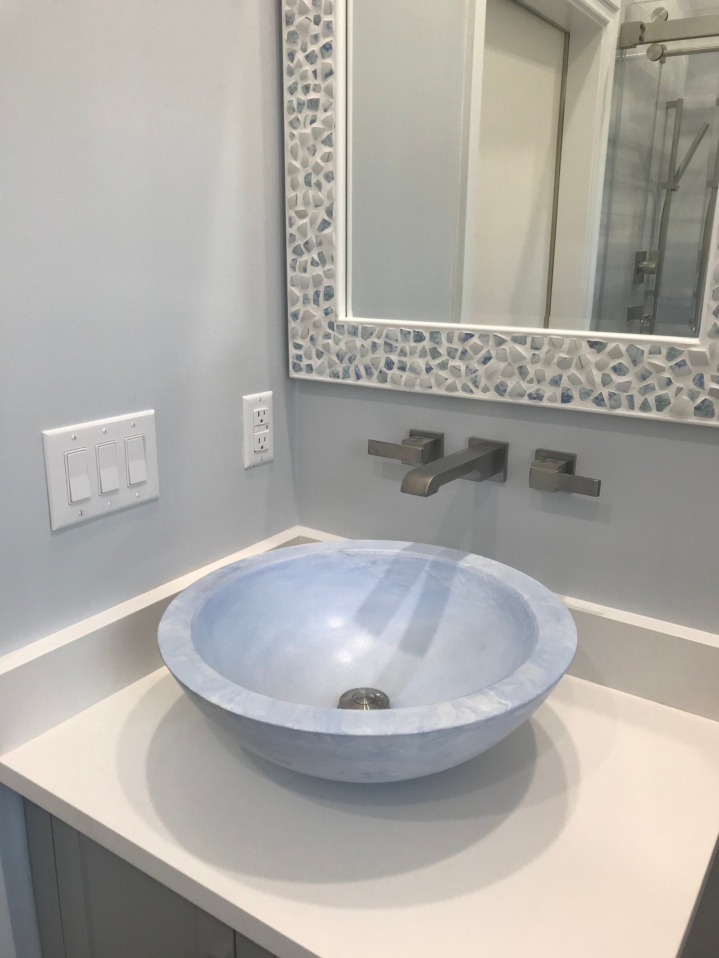 Blue Marble Cloud Bathroom Vessel Sink