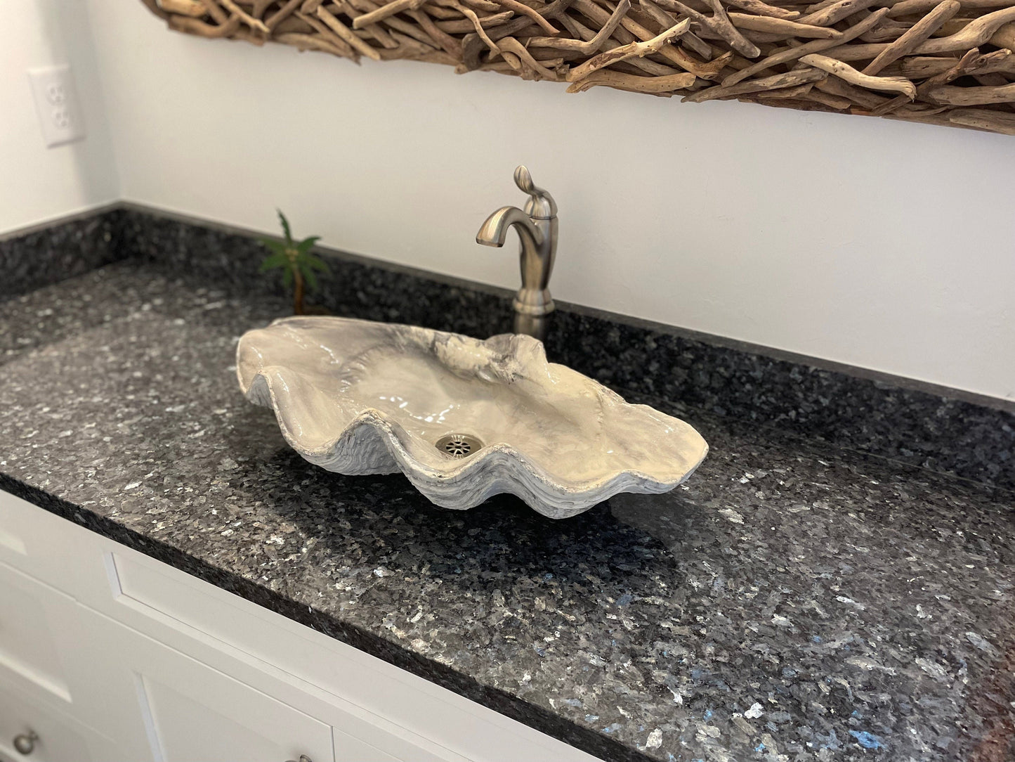 Marble Seashell Clam Bathroom Vessel Sink