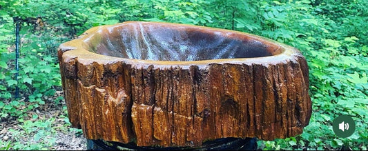 Burned Chestnut Tree Trunk Log Home Rustic Bathroom Vessel Sink