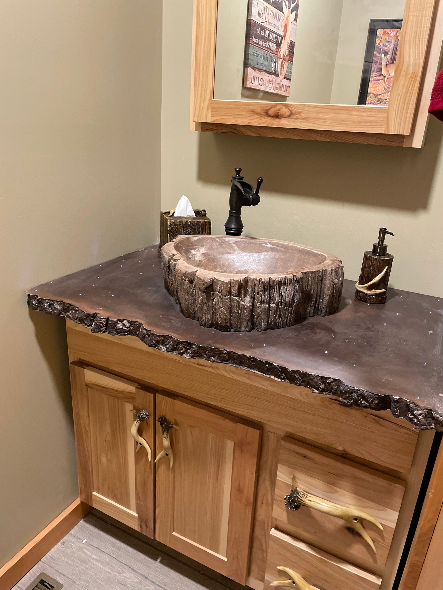 Tree Trunk Log Home Rustic Bathroom vessel sink